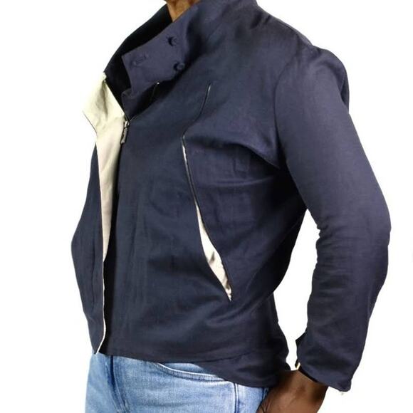 Kuho Cotton Jacket Blue Twill Korean Convertible Canvas Avant Garde Size Small - Picture 4 of 15